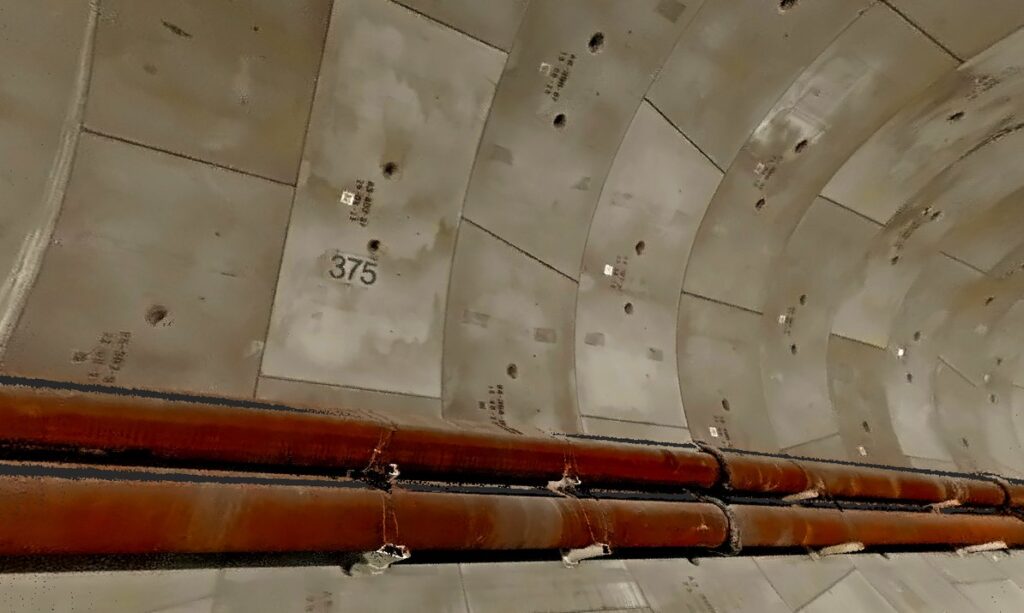 Panoramic image of a tunnel captured by the FJD Trion T1's 48 MP cameras