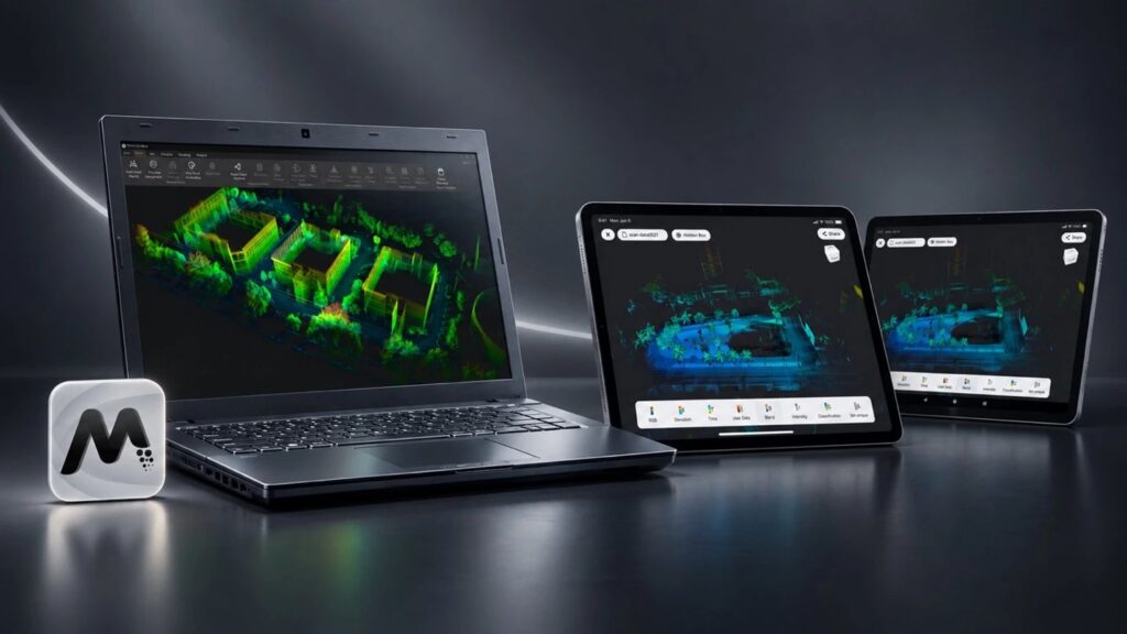 FJD Trion Model point cloud software on laptop and tablets