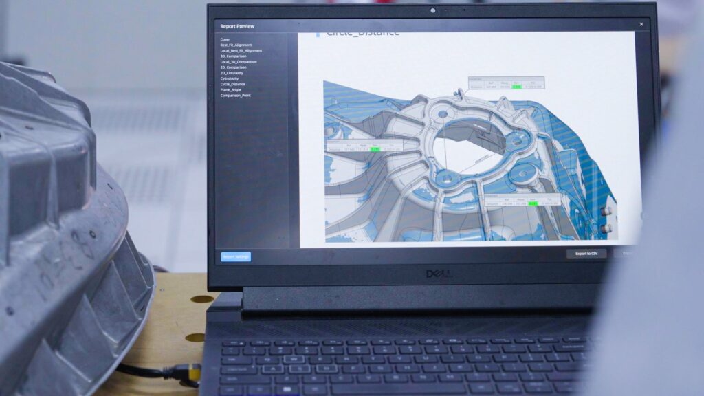 FreeScan Omni first-article inspection in a metrology lab